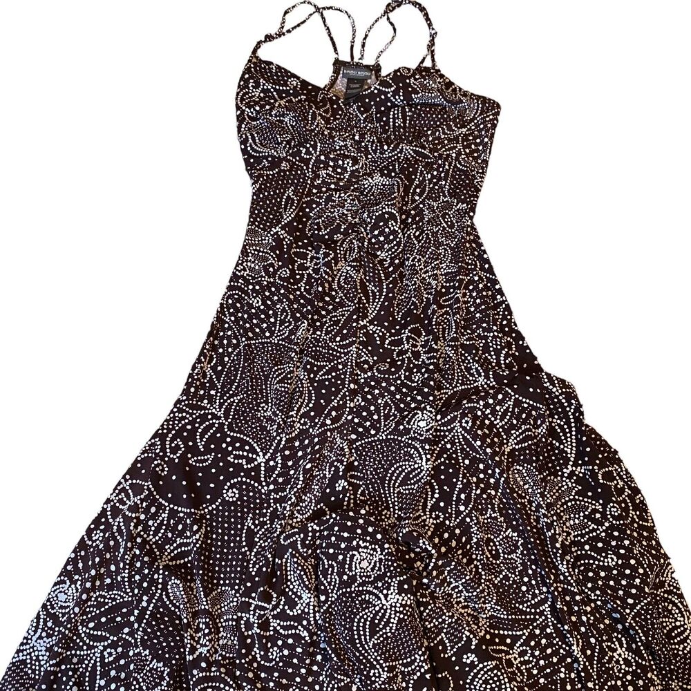 Women's 8 A-Line Dress Brown Racerback Midi Floral Sleeveless Bisou Bisou EC